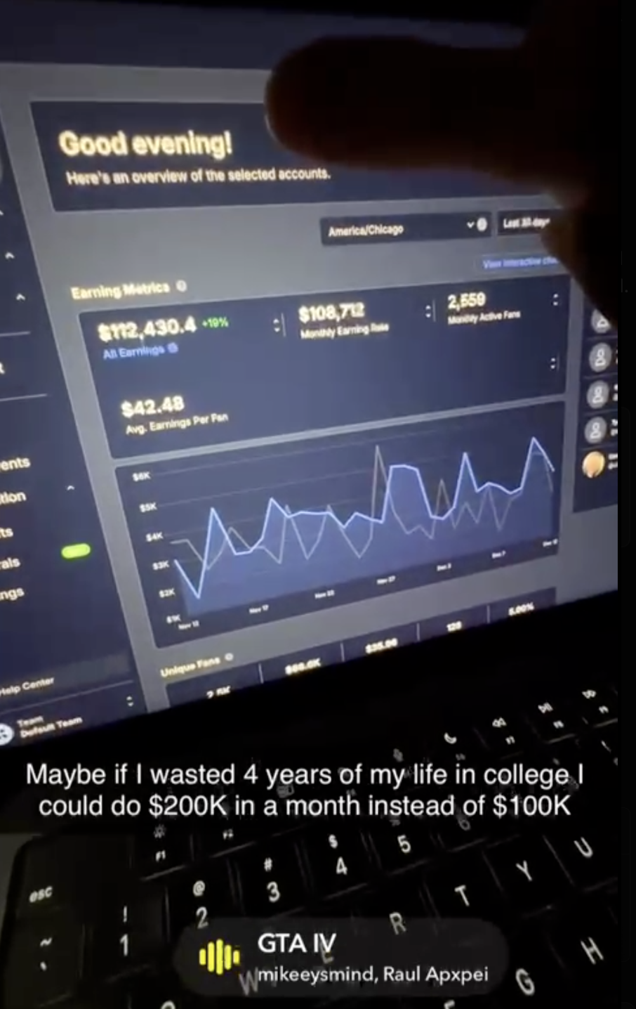 $100K month dashboard