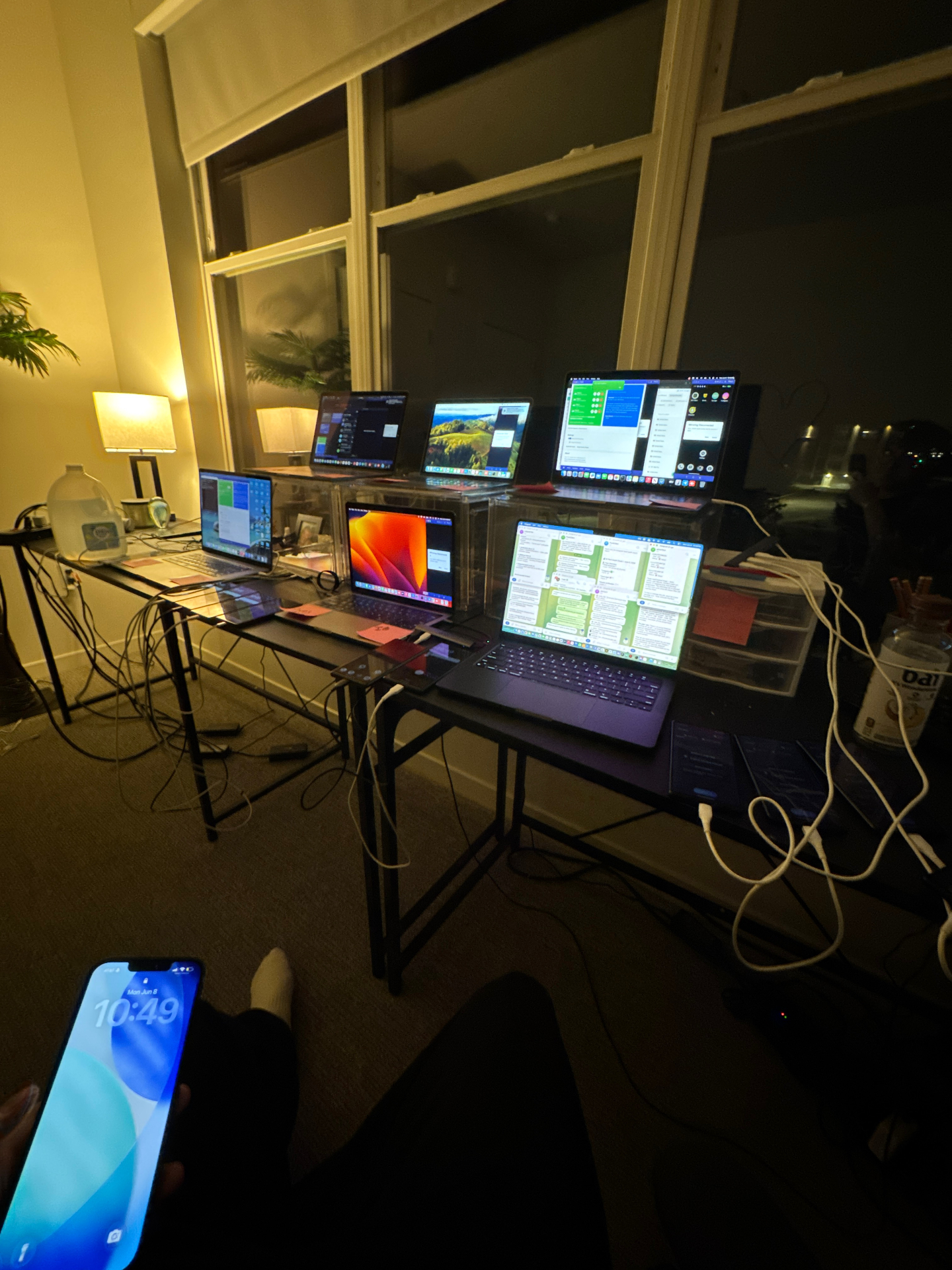 phone farm — night ops